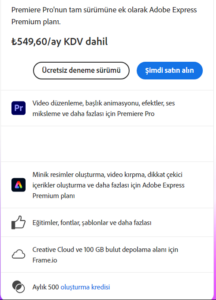 adobe premiere pro fiyatı